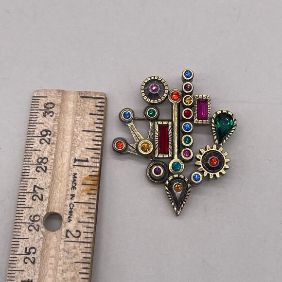 Patricia Locke Multi Color Gold Toned Brooch Pin NEW RARE Retired NWOT. 2015 - Picture 6 of 6